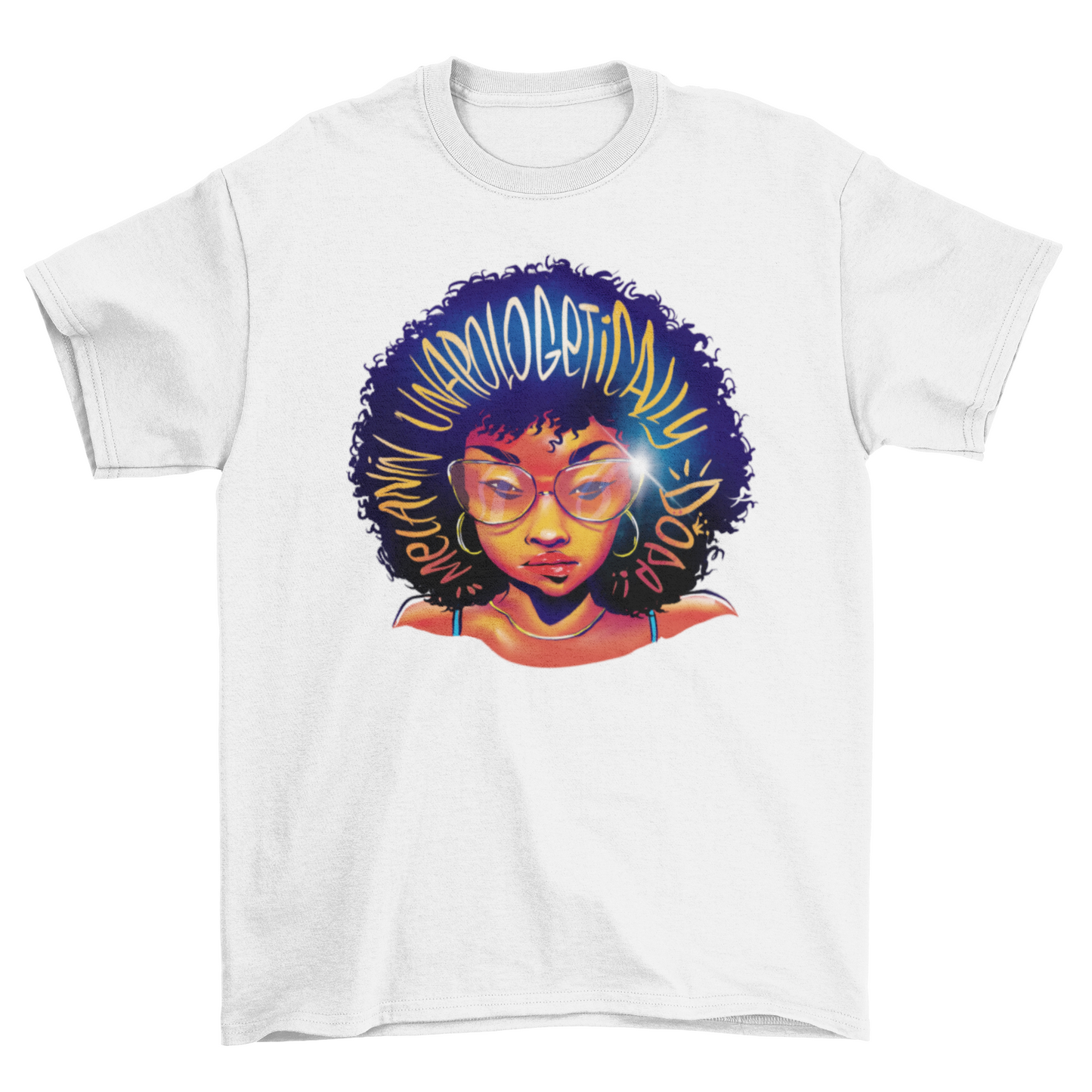 Black woman with glasses accessories close up illustration t-shirt