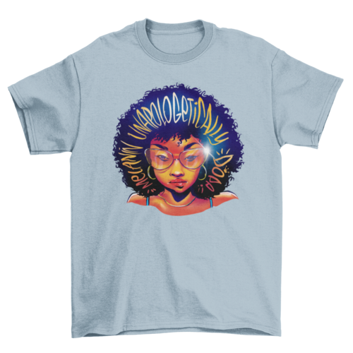 Black woman with glasses accessories close up illustration t-shirt