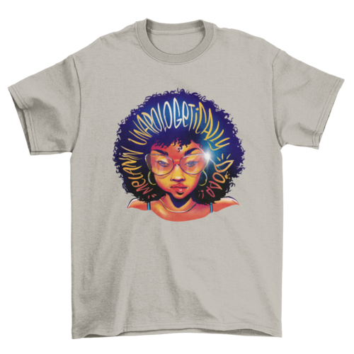 Black woman with glasses accessories close up illustration t-shirt